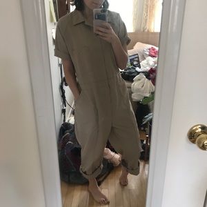 Vintage Tan Beige Jumpsuit Boilersuit Coveralls